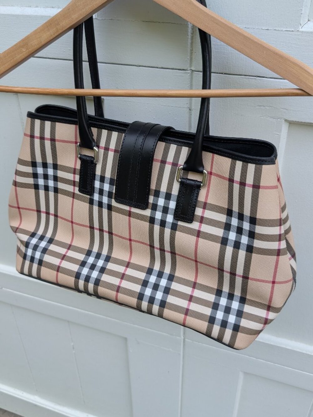 Burberry Nova Check Canvas & Black Leather Buckle Handbag (Established 1856) - Picture 3 of 13